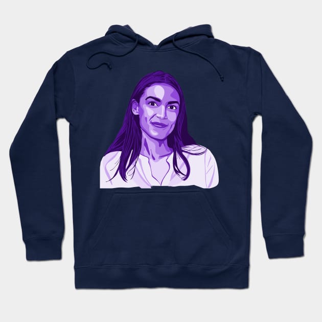 Alexandria Ocasio-Cortez Purple Portrait Hoodie by Slightly Unhinged